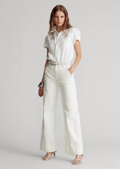 Women's Polo Ralph Lauren Cotton-Blend Wide-Leg Pants | 403985KJH